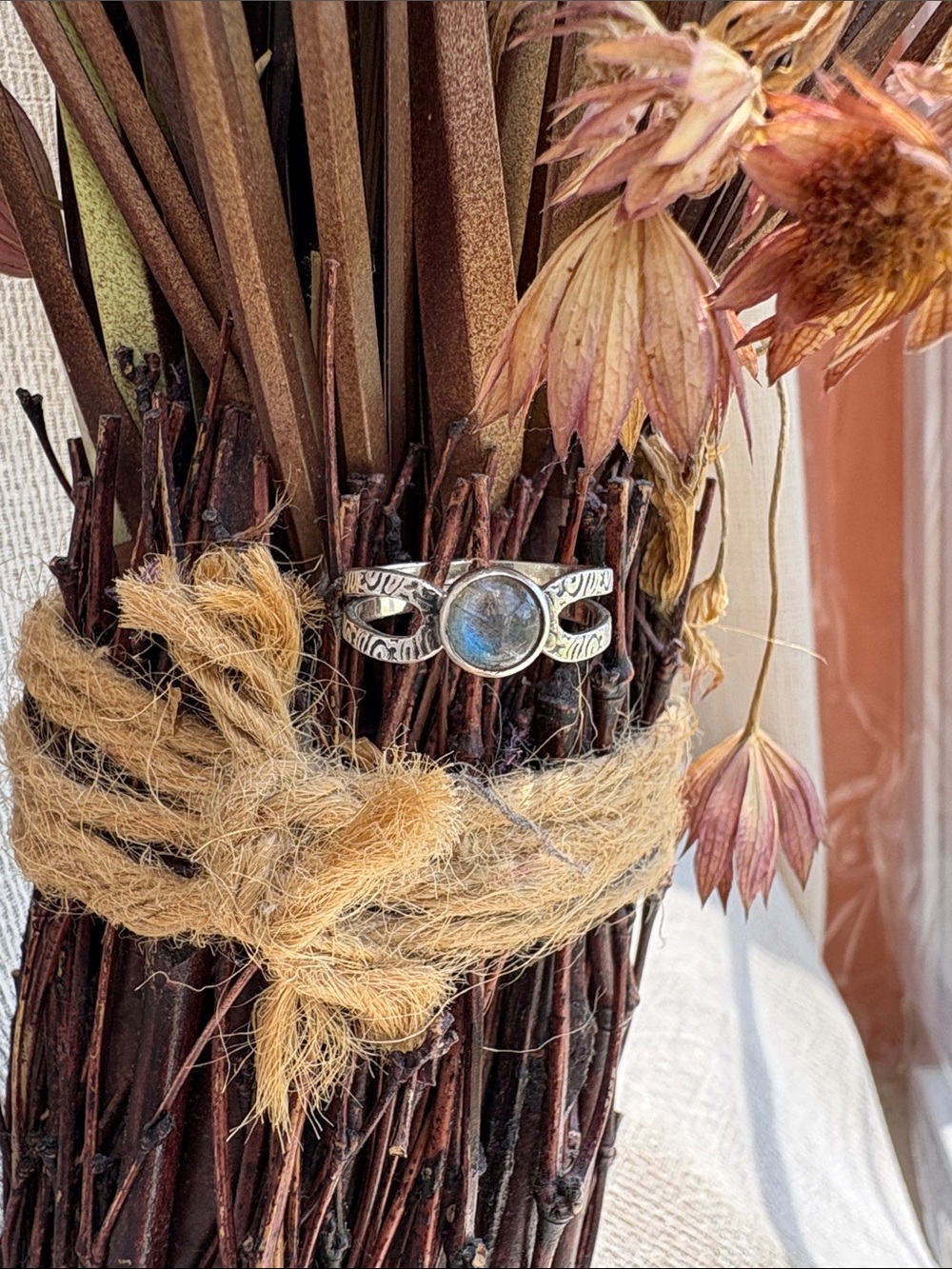 Rustic labradorite ring